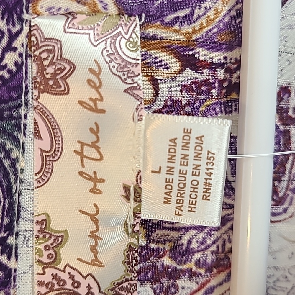 NWT Band Of The Free Paisley Crop Top Purple Cream Women’s Large - Picture 4 of 5